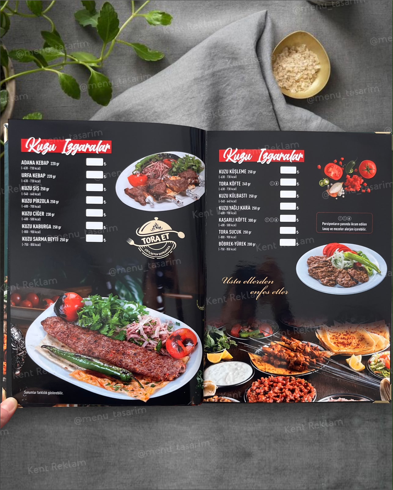 Tora Et Ardahan kurumsal restoran cafe menü tasarımı ve baskısı